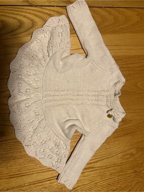Shabby Chic Cream Knit Scoop-Neck Dress Sweater for Kids